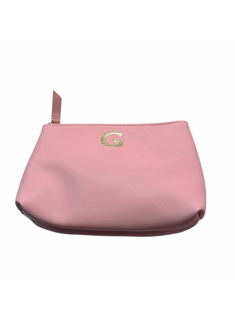 Kirkland’s Pink Cosmetic Makeup Bag Gold G Monogram Zipper Pouch NWOT - Picture 3 of 7